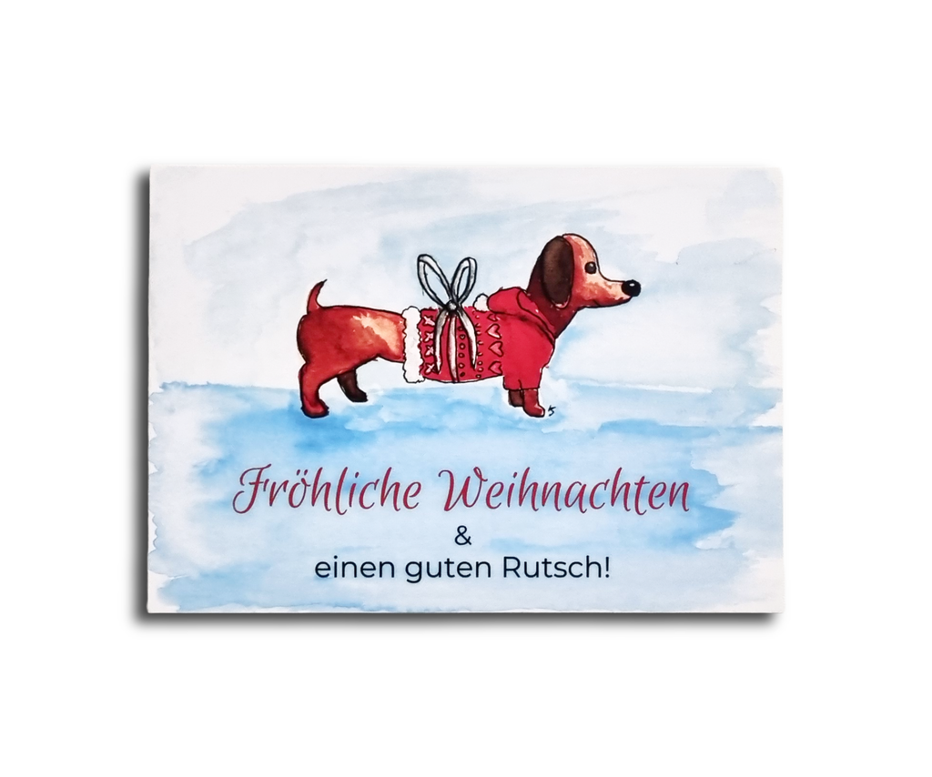 Postkarte Weihnachtsdackel