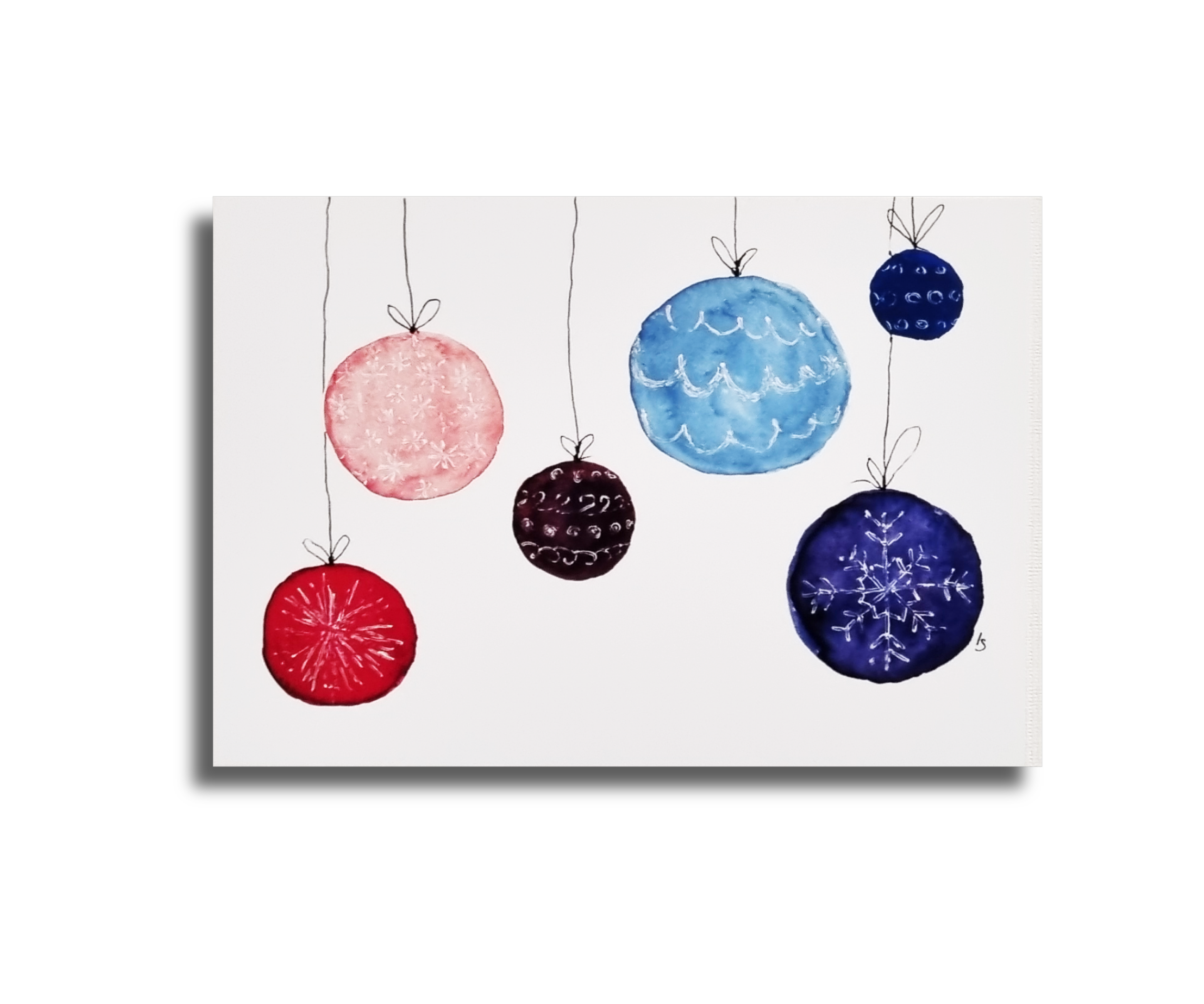 Postkarte Weihnachtskugeln