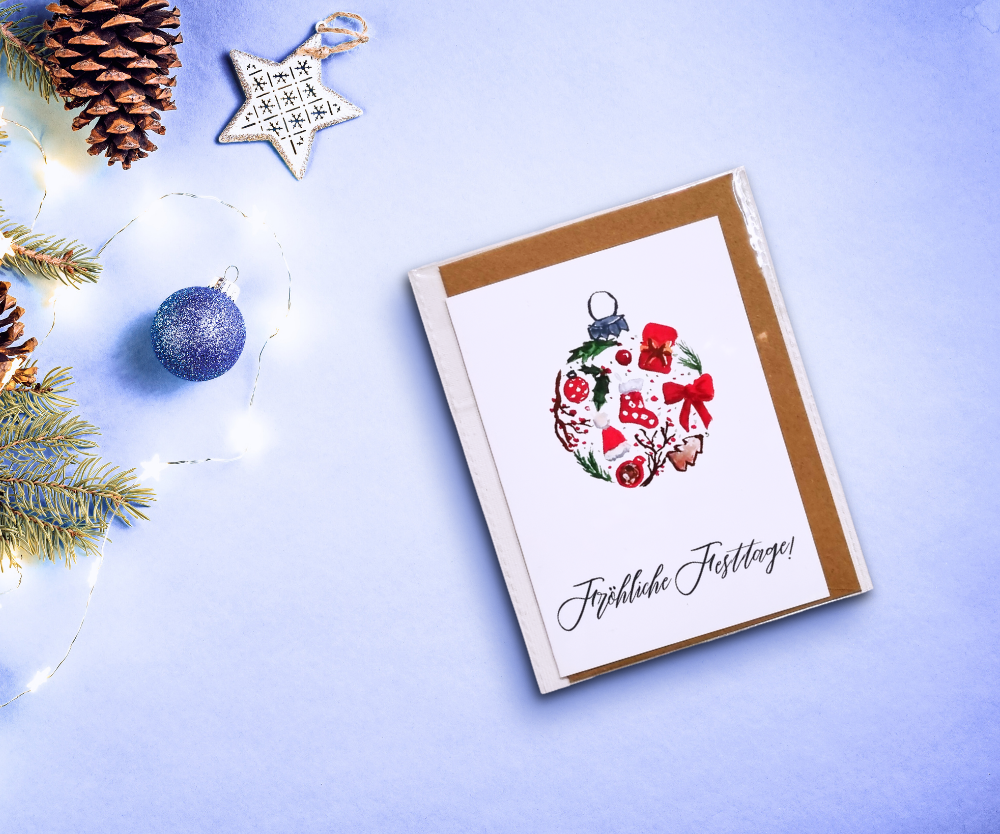 Klappkarte Weihnachtskugel