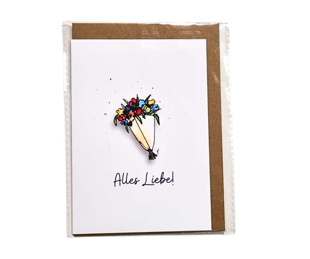 Klappkarte Blumenstrauß "Alles Liebe"