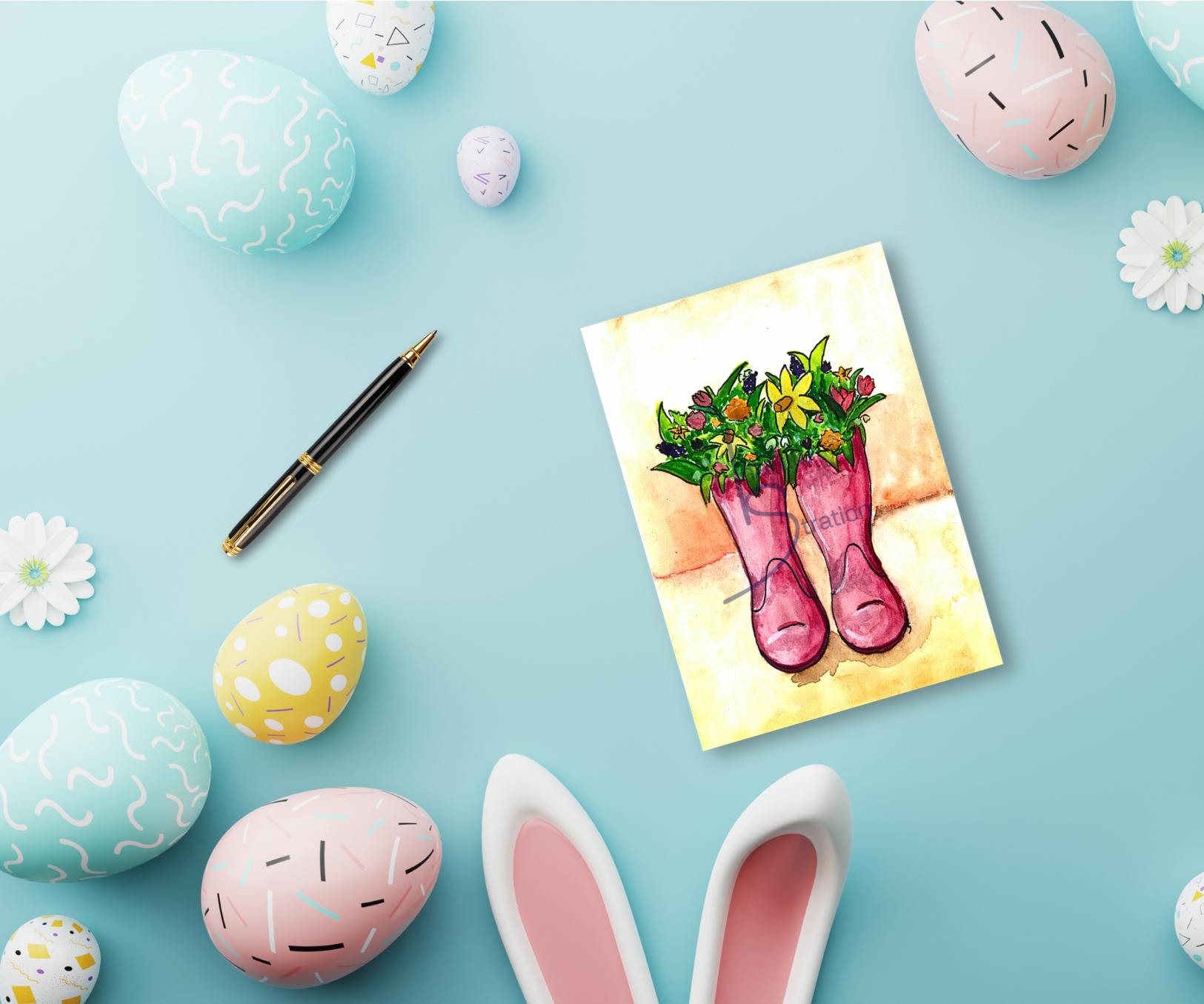 Klappkarte "Blumenstiefel"