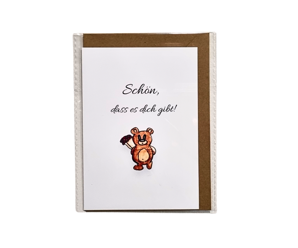 Klappkarte Bär mit Blumen